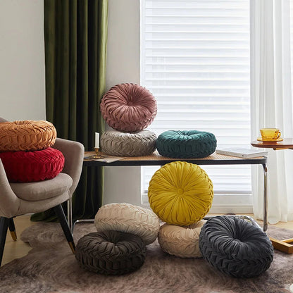 Round Velvet Throw Pillow